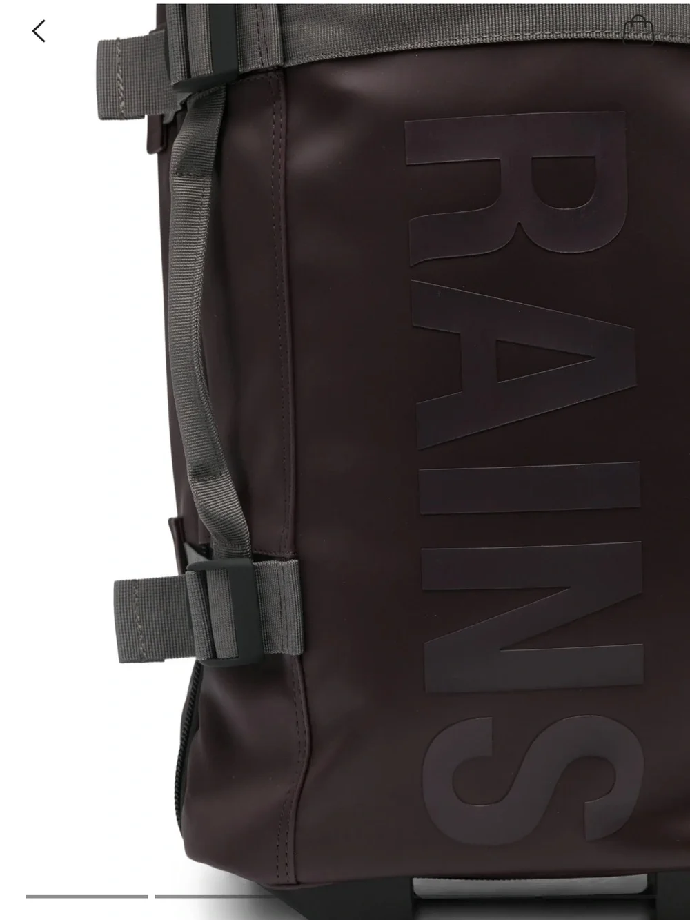 Rains Texel Cabin Bag in Dark Brown with Grey Straps